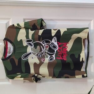 BKYS Lucky Charm Men's Short Sleeve Camo Tee w/Rhinestones Size Small